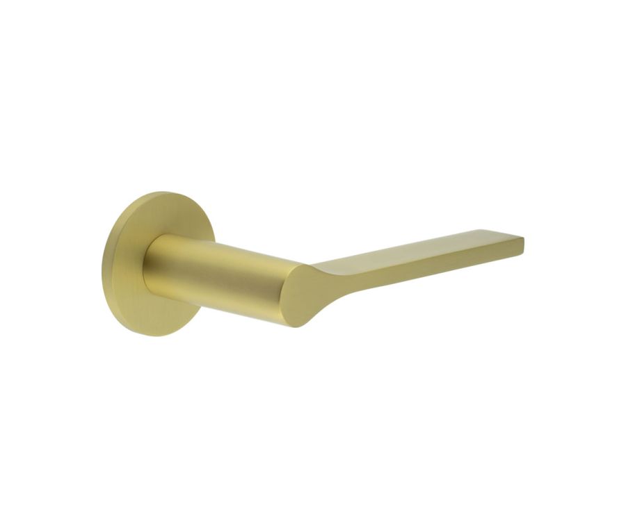CR-105 Satin Brass Unsprung Round Rose Door Handle