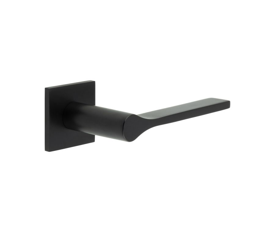 CR-105 Black Sprung Square Rose Door Handle
