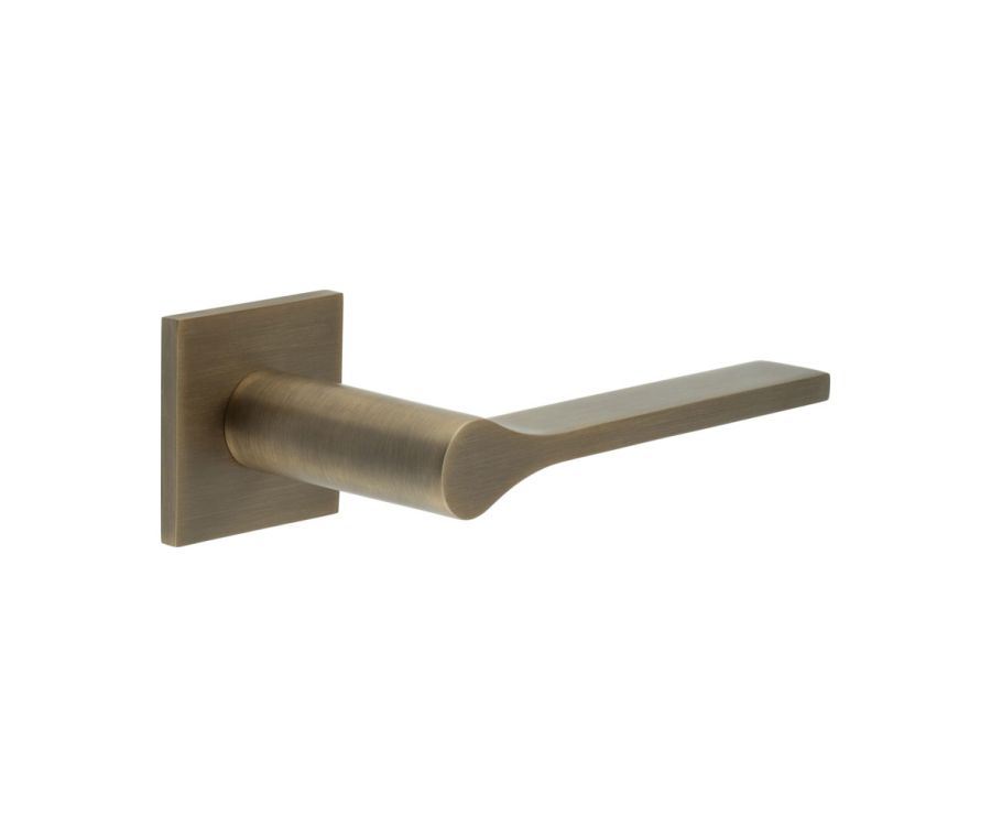 CR-105 Antique Brass Unsprung Square Rose Door Handle