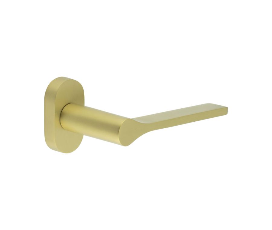 CR-105 Satin Brass Multi Point Oval Rose Door Handle