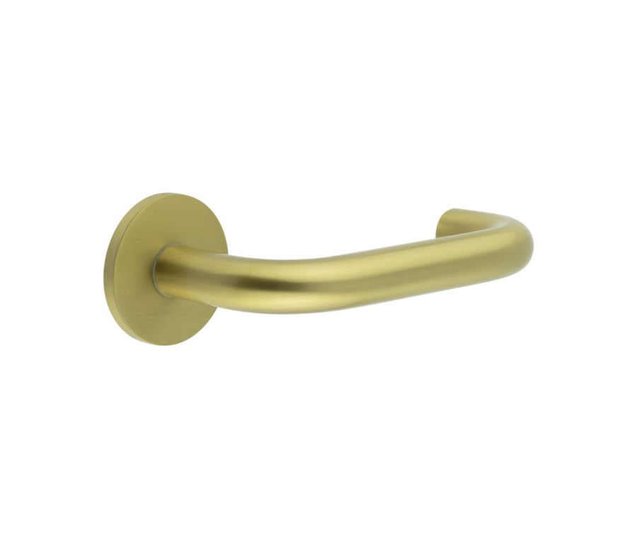 CR-106 Satin Brass Unsprung Round Rose Door Handle