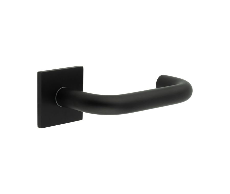 CR-106 Black Sprung Square Rose Door Handle