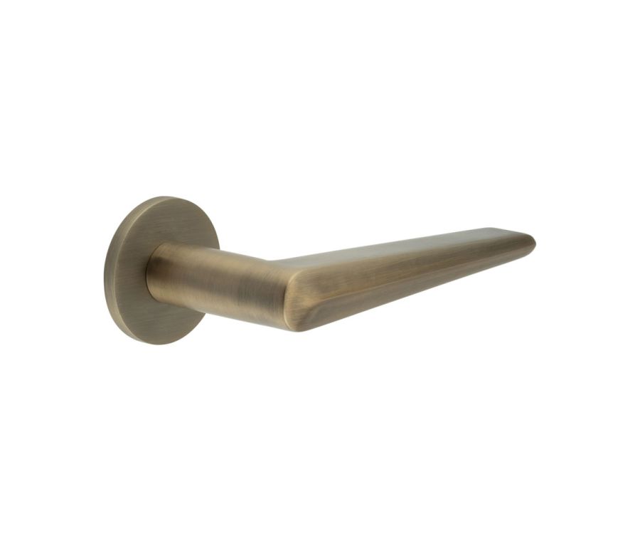 CR-107 Antique Brass Unsprung Round Rose Door Handle