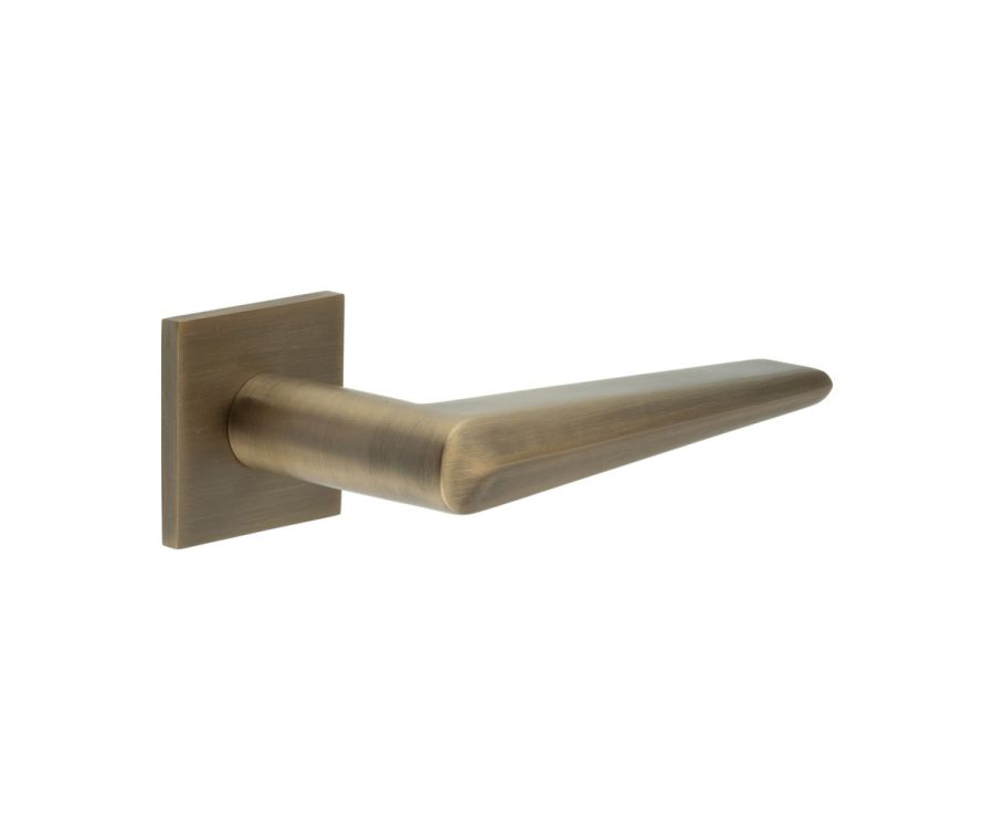 CR-107 Antique Brass Sprung Square Rose Door Handle