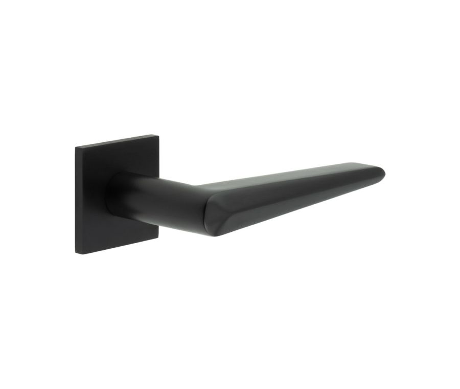 CR-107 Black Sprung Square Rose Door Handle