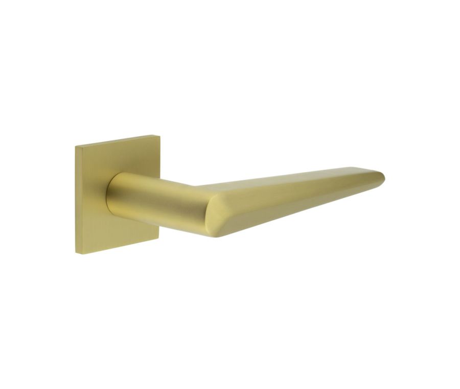 CR-107 Satin Brass Sprung Square Rose Door Handle