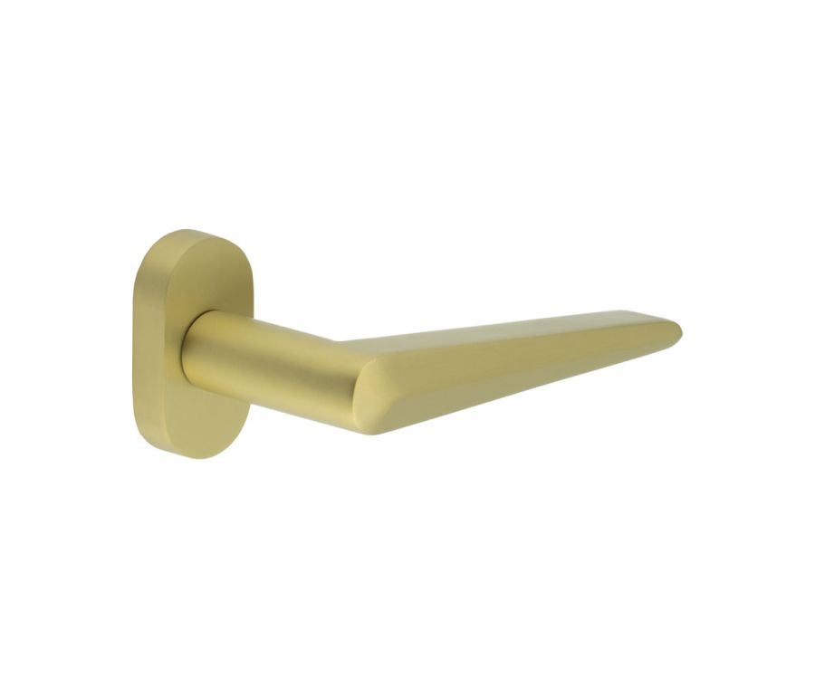 CR-107 Satin Brass Multi Point Oval Rose Door Handle