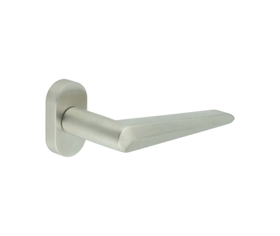 CR-107 Satin Stainless Steel Multi Point Oval Rose Door Handle