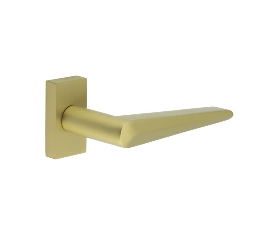 CR-107 Satin Brass Multi Point Rectangular Rose Door Handle
