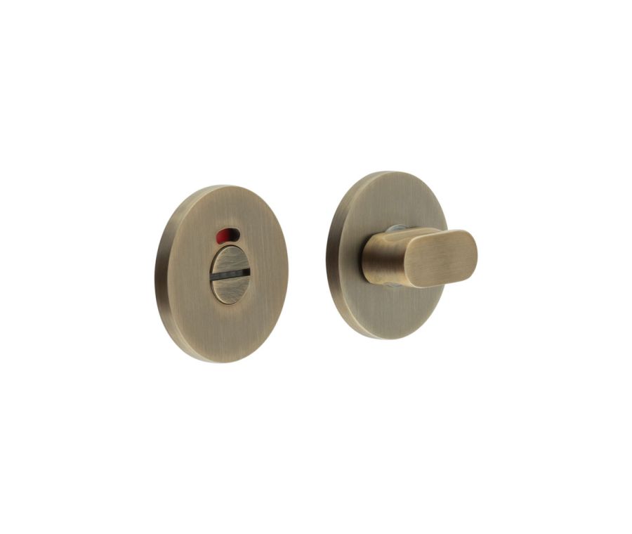 CR-801 Antique Brass Thumb Turn & Lock Round Rose w/ Indicator