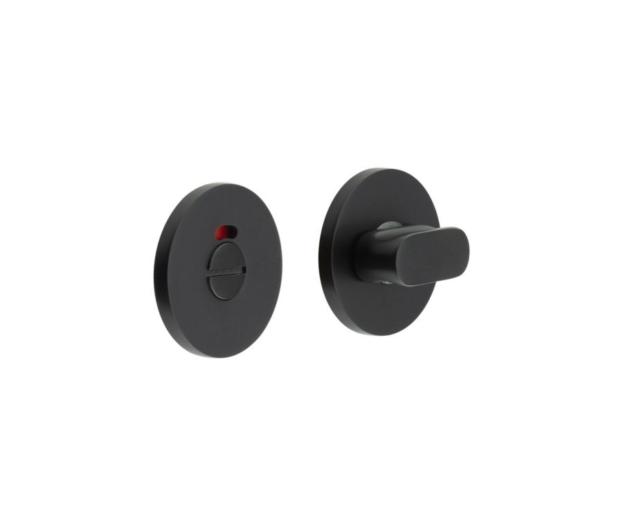 CR-801 Black Thumb Turn & Lock Round Rose w/ Indicator