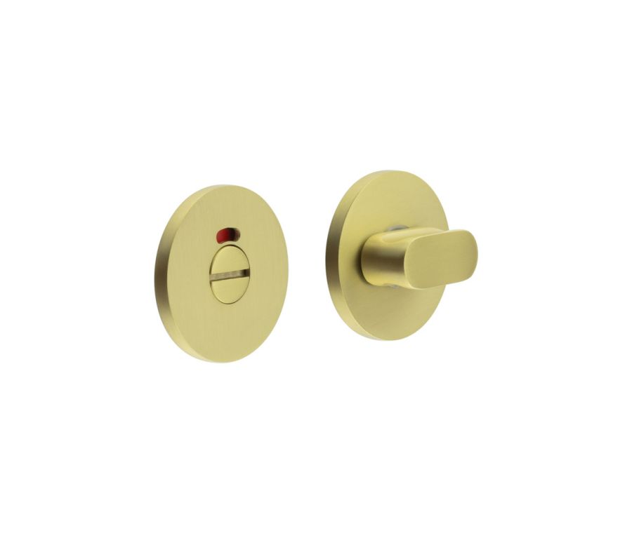 CR-801 Satin Brass Thumb Turn & Lock Round Rose w/ Indicator