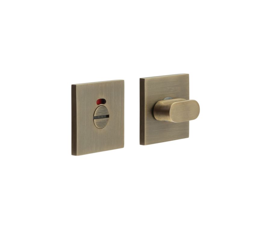 CR-801 Antique Brass Thumb Turn & Lock Square Rose w/ Indicator