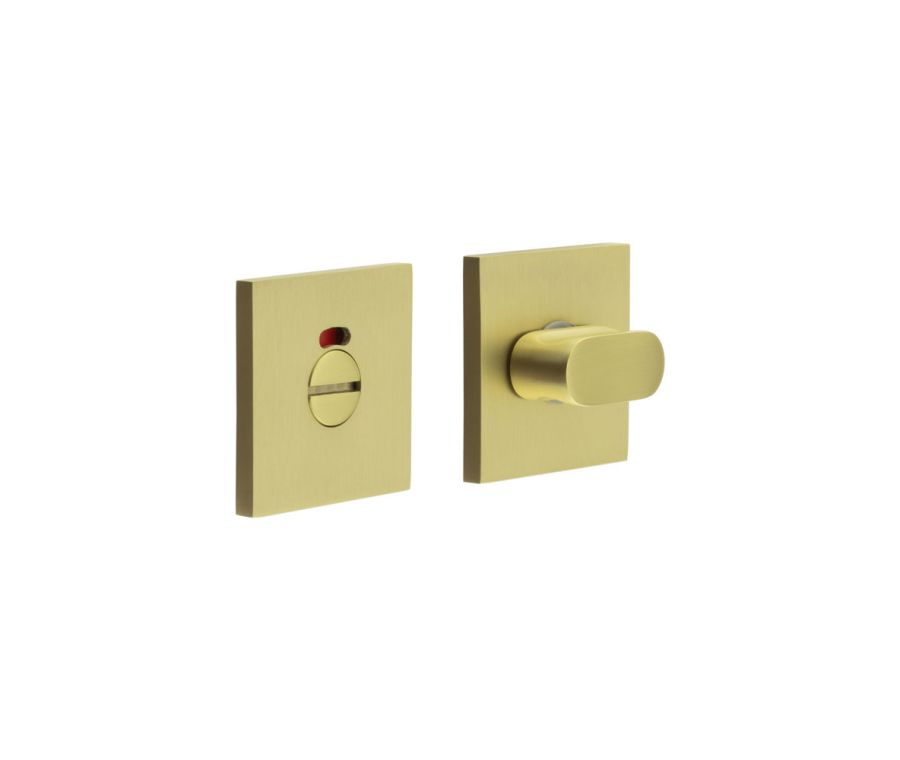 CR-801 Satin Brass Thumb Turn & Lock Square Rose w/ Indicator