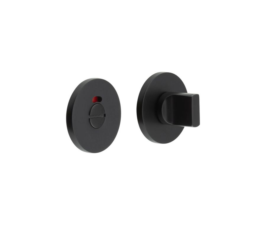 CR-802 Black Thumb Turn & Lock Round Rose w/ Indicator
