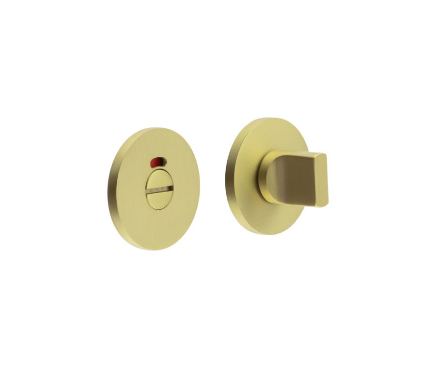 CR-802 Satin Brass Thumb Turn & Lock Round Rose w/ Indicator