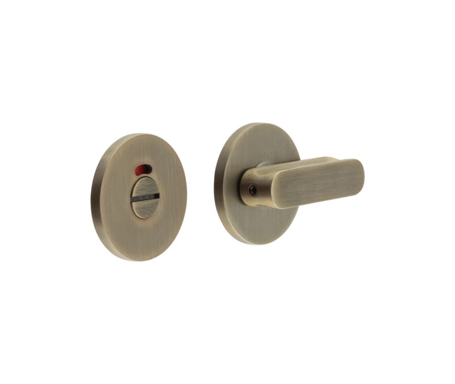 CR-803 Antique Brass Thumb Turn & Lock Round Rose w/ Indicator