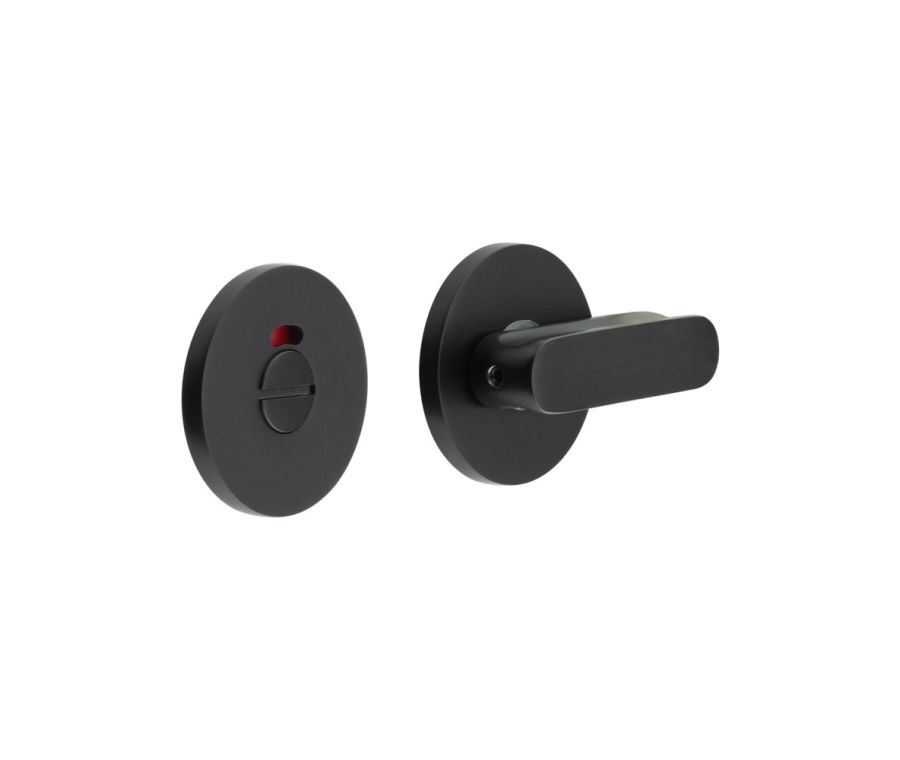 CR-803 Black Thumb Turn & Lock Round Rose w/ Indicator