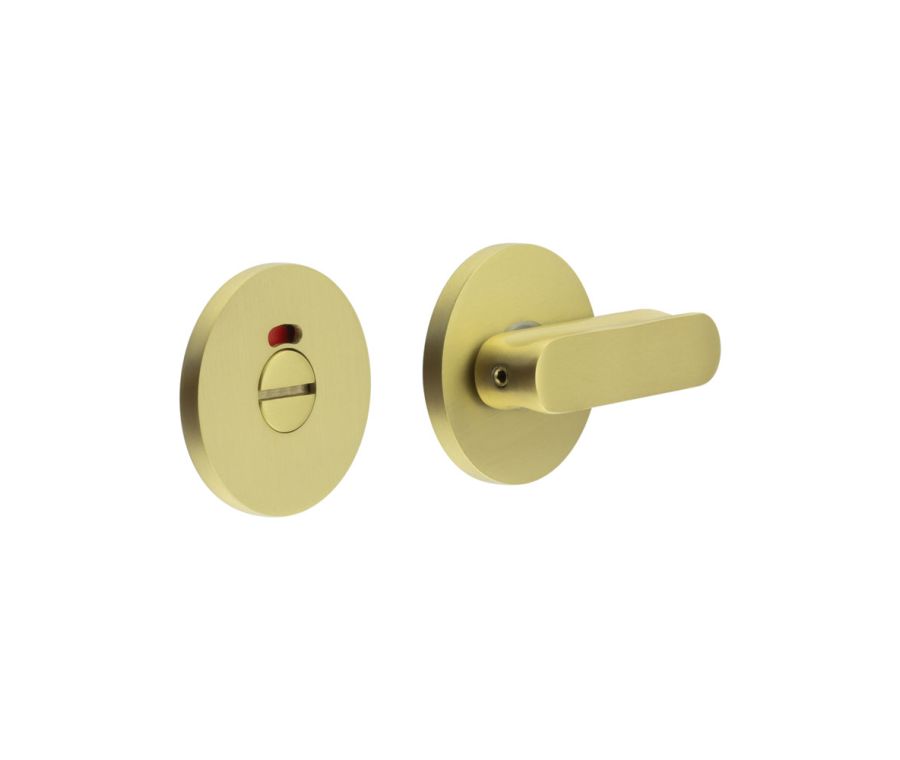 CR-803 Satin Brass Thumb Turn & Lock Round Rose w/ Indicator