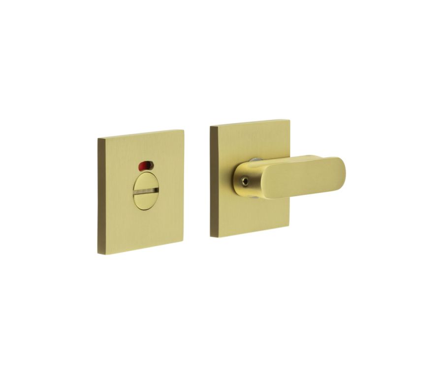 CR-803 Satin Brass Thumb Turn & Lock Square Rose w/ Indicator