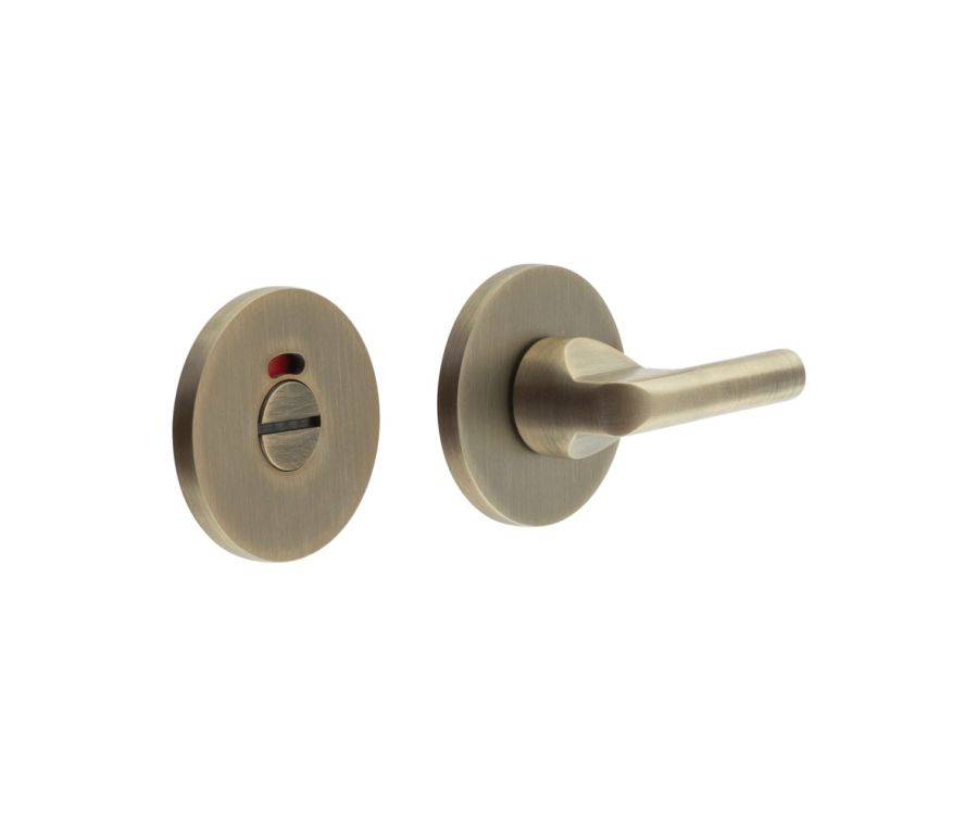 CR-804 Antique Brass Thumb Turn & Lock Round Rose w/ Indicator