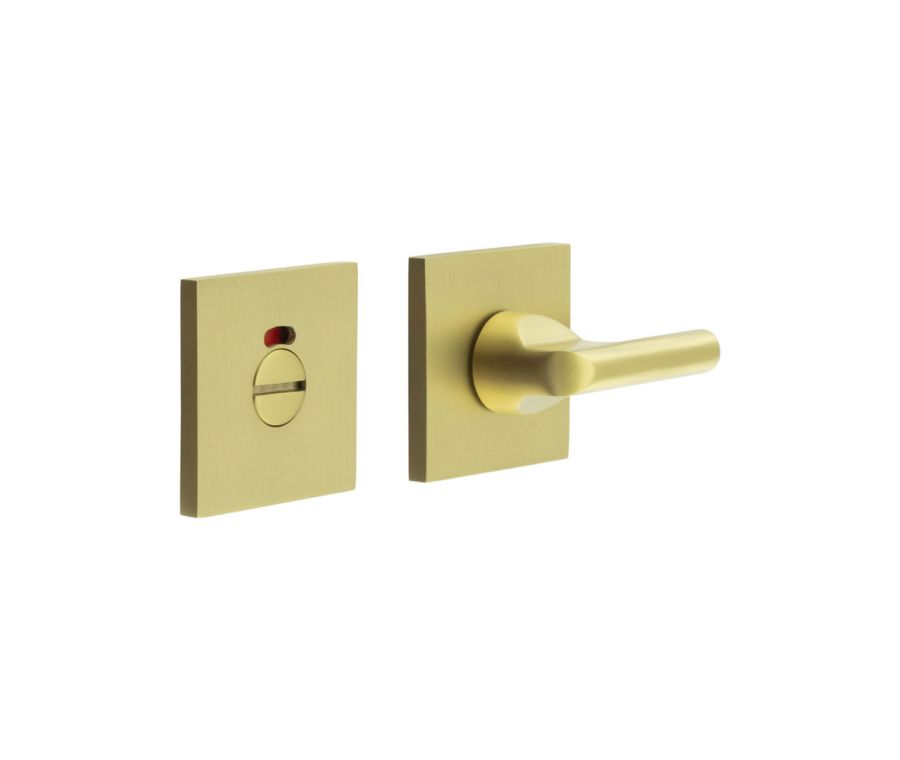 CR-804 Satin Brass Thumb Turn & Lock Square Rose w/ Indicator