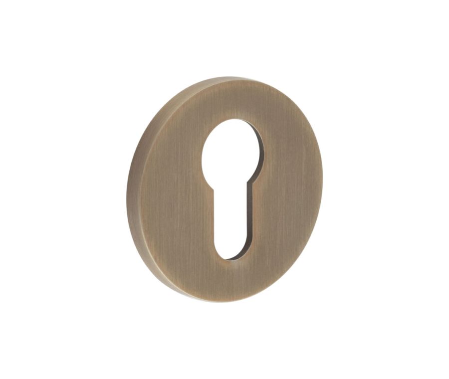 CR-S10 Antique Brass Euro Keyway Round Rose Escutcheon
