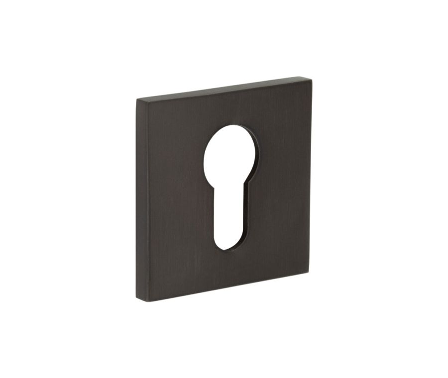 CR-T10 Dark Bronze Euro Keyway Square Rose Escutcheon