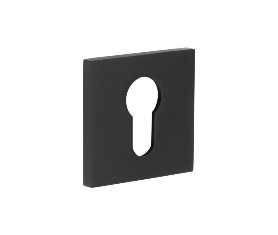 CR-T10 Black Euro Keyway Square Rose Escutcheon