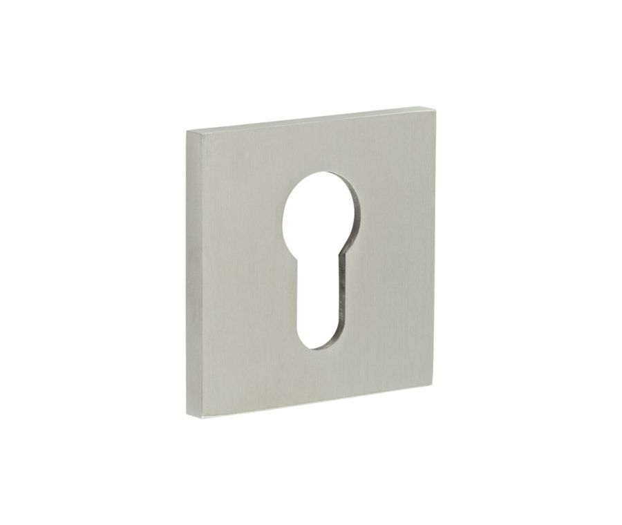 CR-T10 Satin Stainless Steel Euro Keyway Square Rose Escutcheon