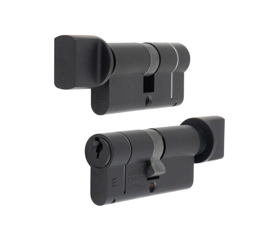 Matt Black 80mm 1* Star Euro Cylinder & Turn KTD | CYF71380MB