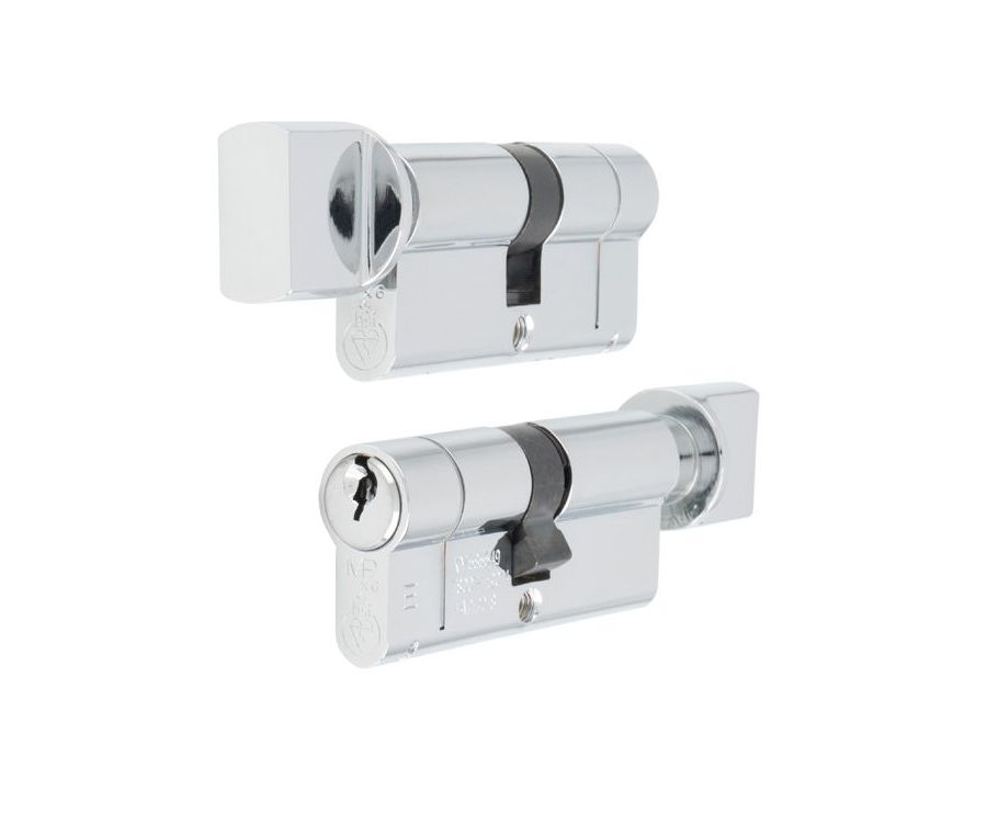 Satin Chrome 80mm 1* Star Euro Cylinder & Turn KTD | CYF71380SC