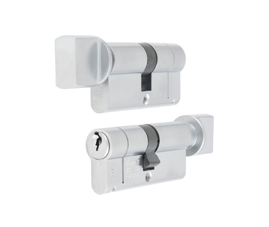 Satin Chrome 70mm 1* Star Euro Cylinder & Turn KTD | CYF71370SC