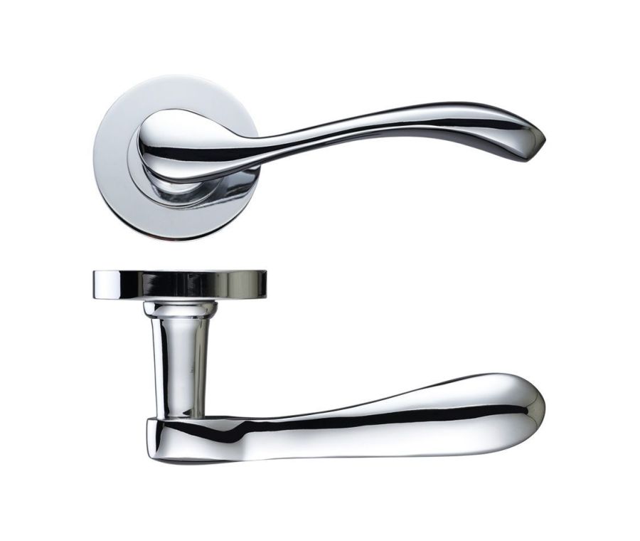 Set Polished Chrome Savona Lever on round rose | DAT020CP
