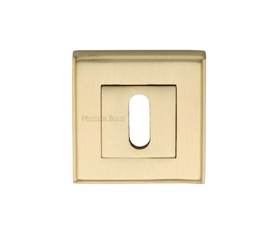 Satin Brass Standard Key Escutcheon Square - DEC7000