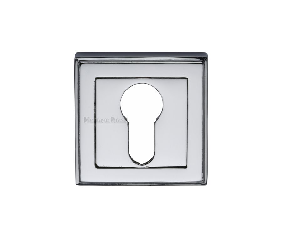 Polished Chrome Euro Profile Cylinder Escutcheon Square - DEC7020