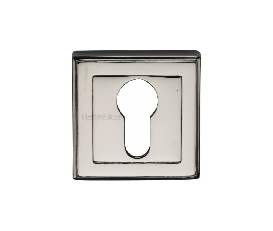 Polished Nickel Finish Euro Profile Cylinder Escutcheon Square - DEC7020