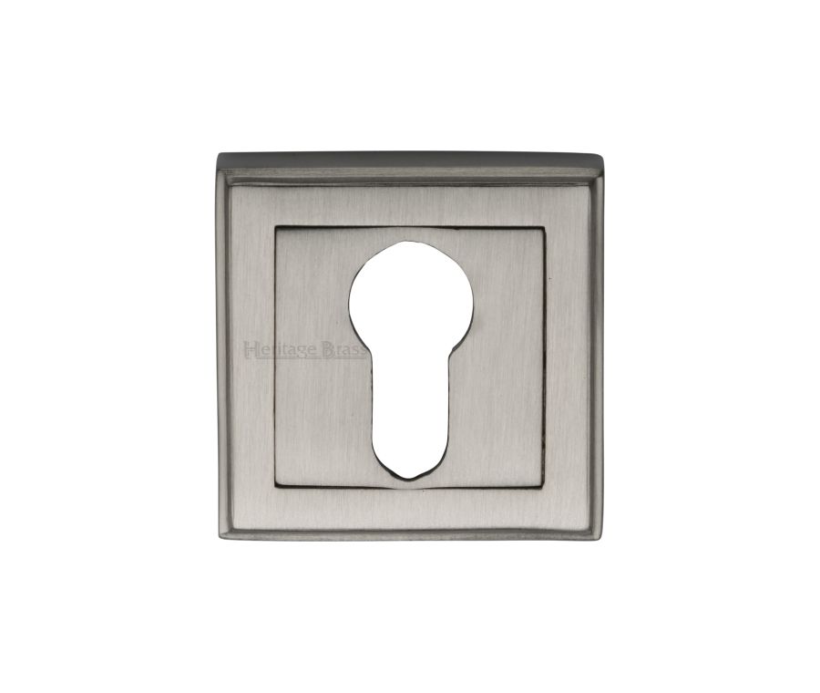 Satin Nickel Euro Profile Cylinder Escutcheon Square - DEC7020