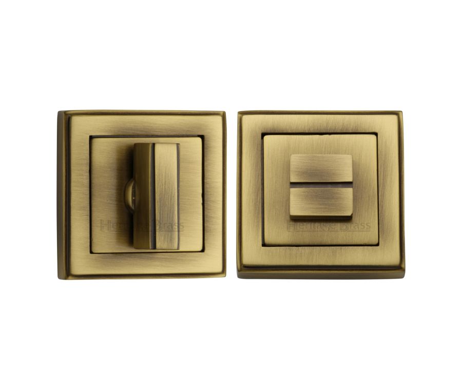 Antique Brass Square Bathroom Turn & Release - DEC7030