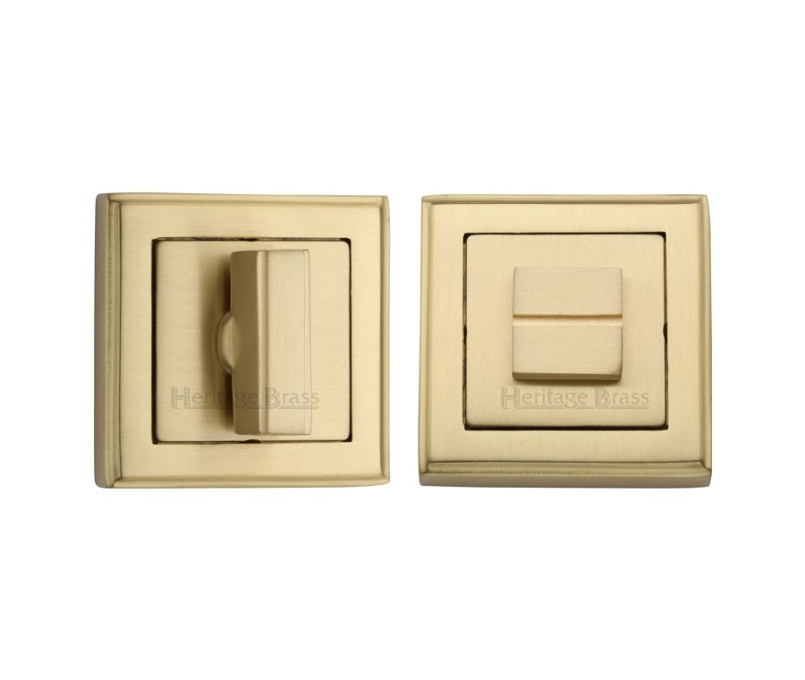 Satin Brass Square Bathroom Turn & Release - DEC7030