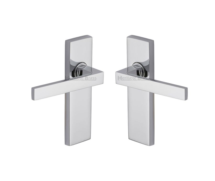 Heritage Brass Polished Chrome Delta Door Handle on Plate - Lever Latch