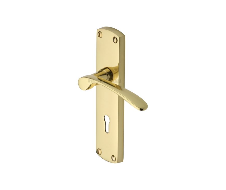 Heritage Brass Polished Brass Diplomat Door Handle on Plate - Lever Lock