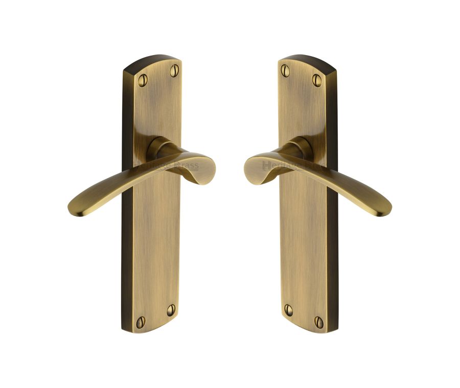 Heritage Brass Antique Brass Diplomat Door Handle on Plate - Lever Latch