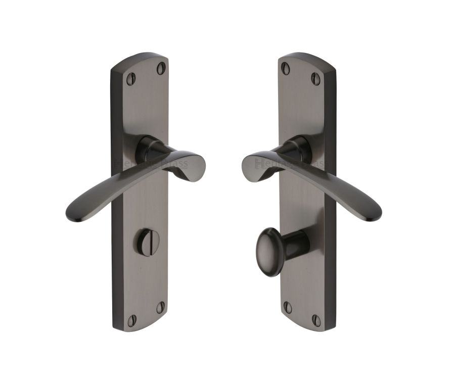 Heritage Brass Matt Bronze Diplomat Door Handle on Plate - Bathroom Set