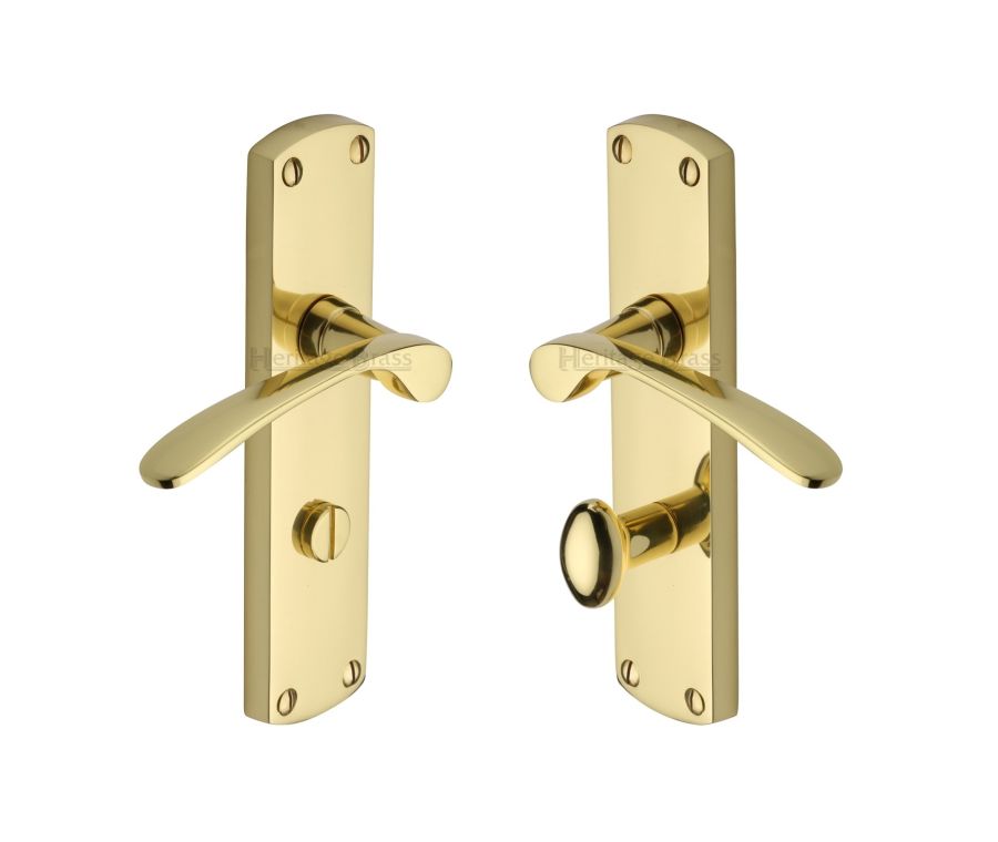 Heritage Brass Polished Brass Diplomat Door Handle on Plate - Bathroom Set