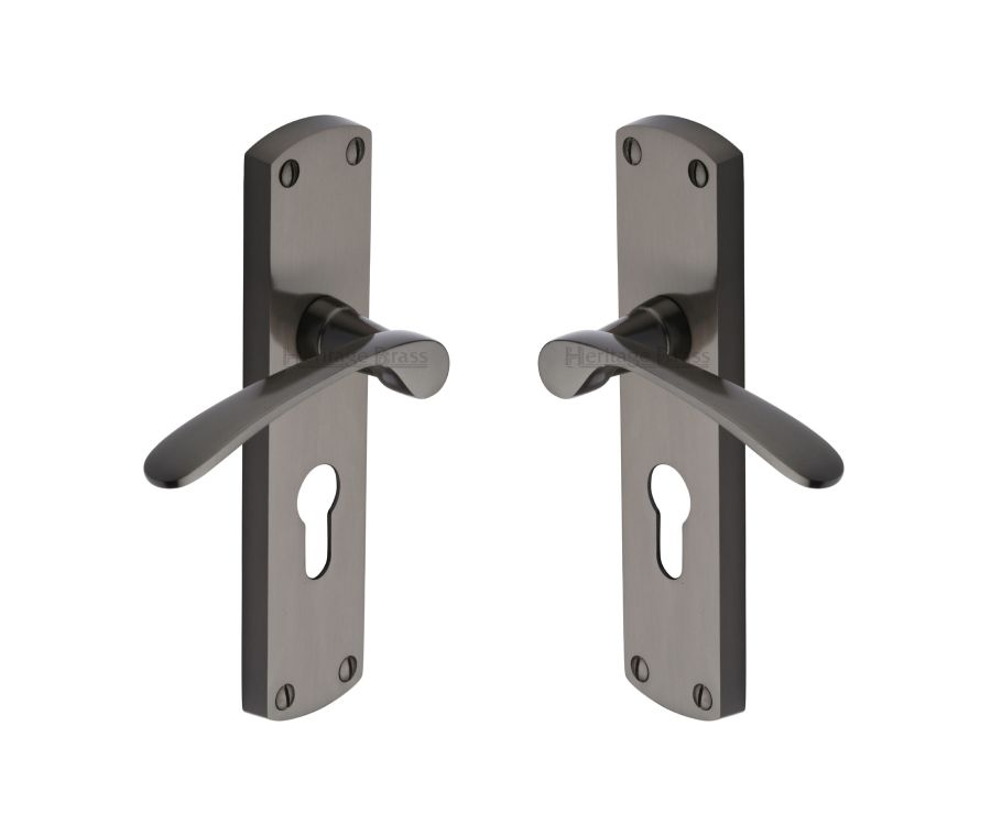 Heritage Brass Matt Bronze Diplomat Door Handle on Plate - Euro Profile