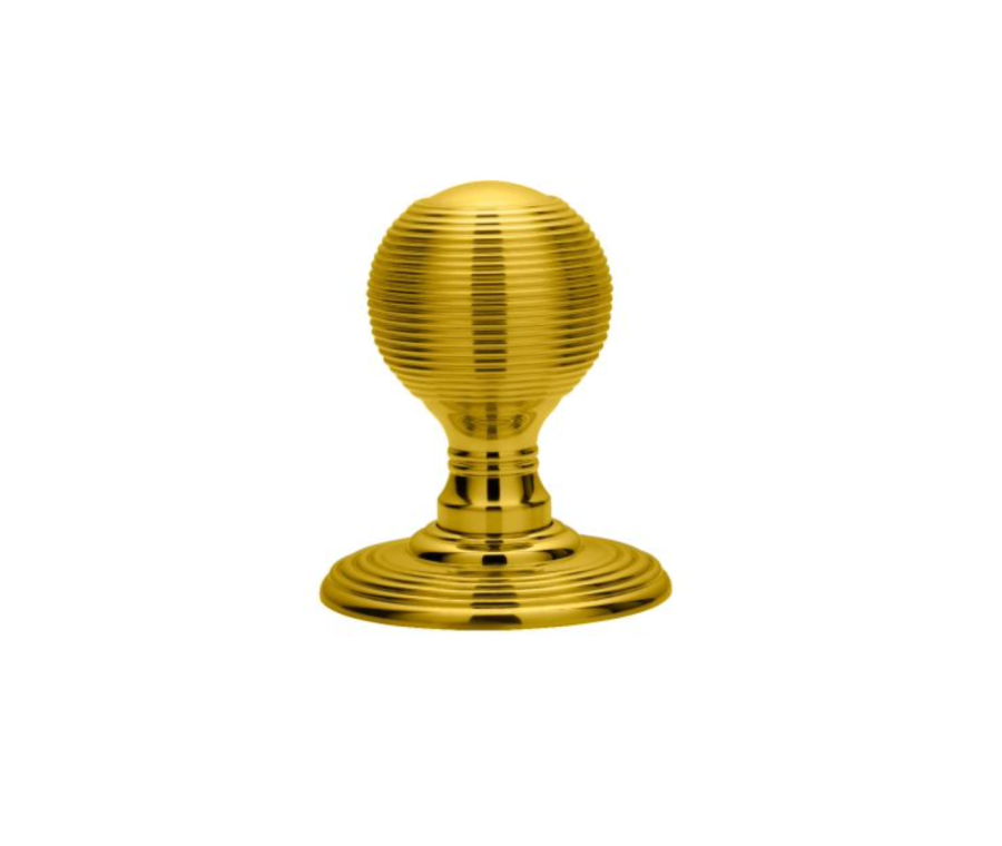 Delamain Polished Brass Reeded Mortice Knob Furniture | DK37CPB