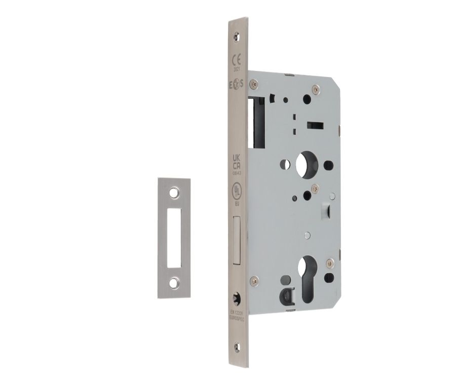 Satin Stainless Steel 55mm DIN Euro Deadlock - Square | DLX0055EPSSS