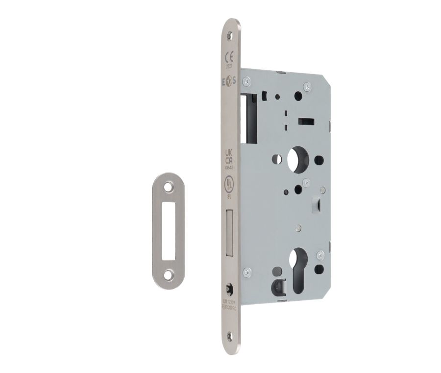 Satin Stainless Steel 55mm DIN Euro Deadlock - Radius | DLX0055EPSSS/R