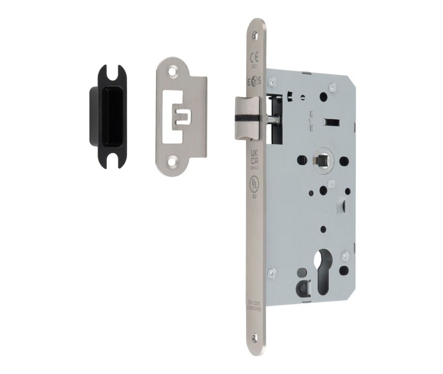 Satin Stainless Steel 55mm DIN Latch - Radius | DLX0055LSSS/R